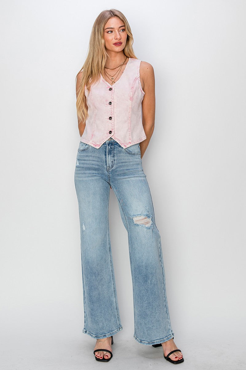 PINK DELIGHT DENIM STREATCH VEST