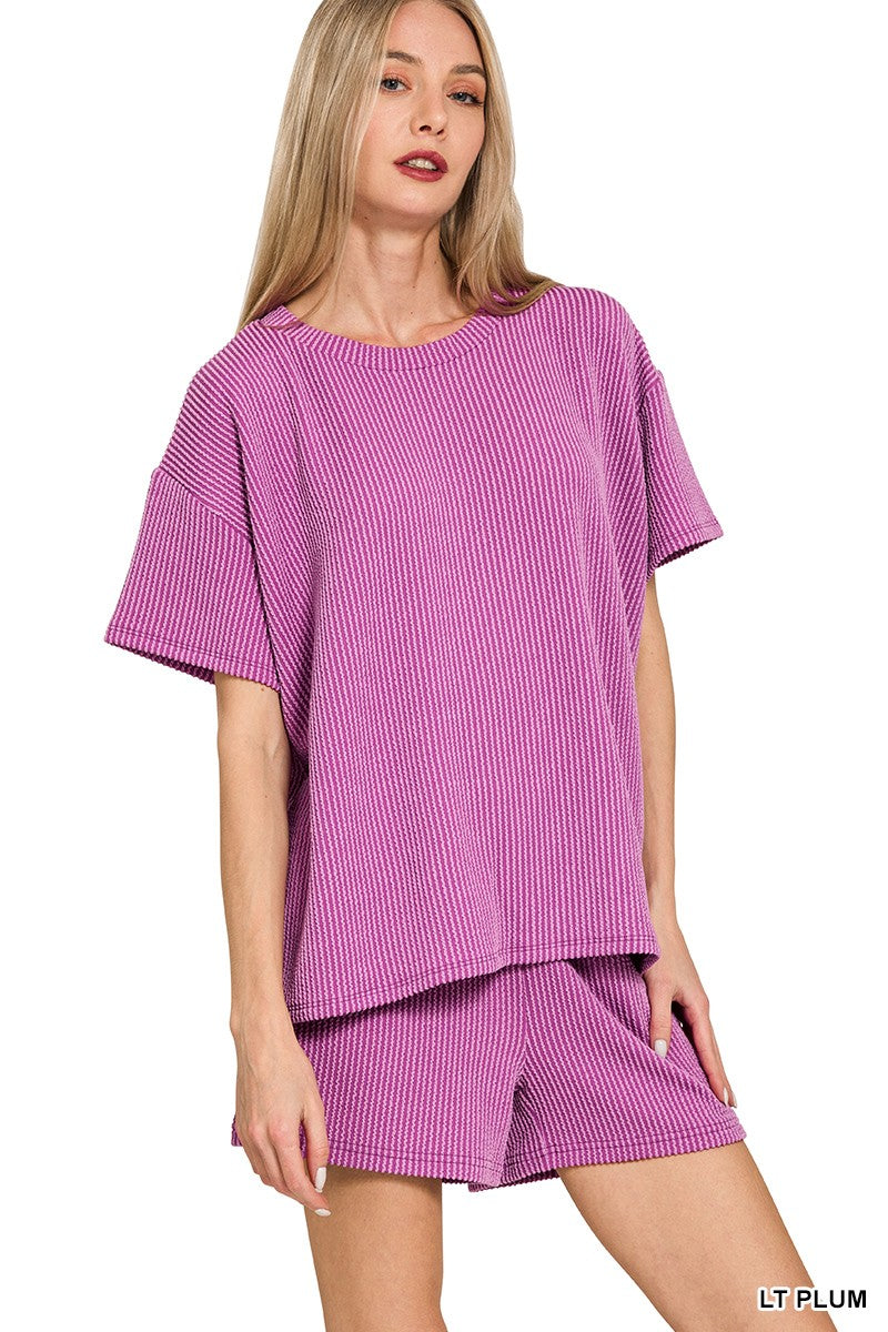 Raised Rib Short Sleeve Tee & Short Pants Set