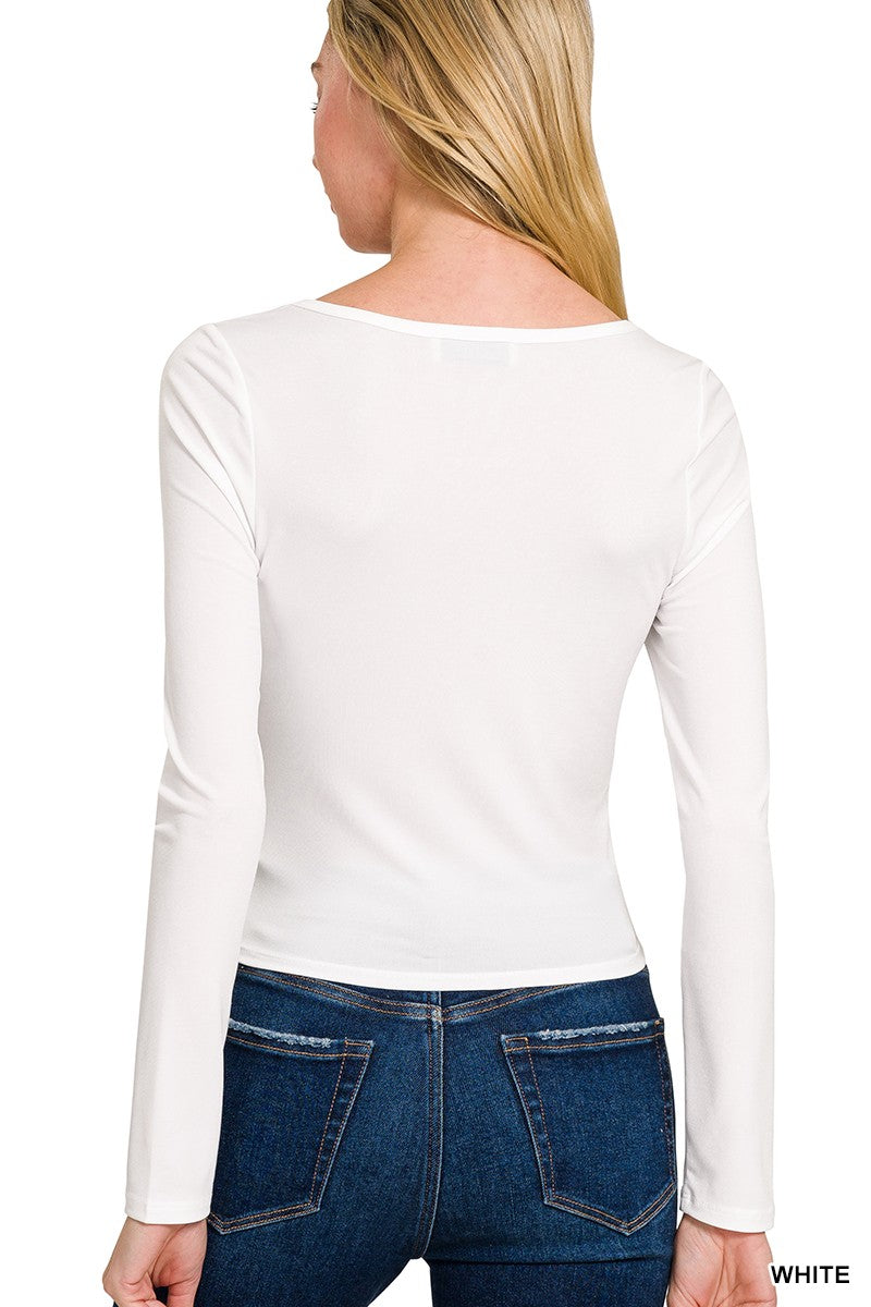 SQUARE NECK FITTED LONG SLEEVE TEE