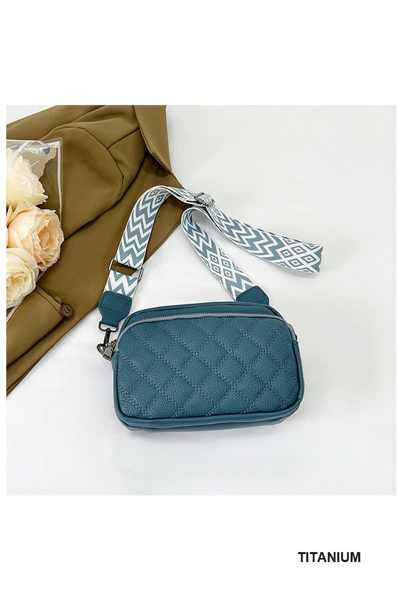 Quilted Vegan Leather Crossbody Camera Bag