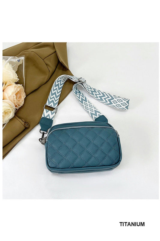 Quilted Vegan Leather Crossbody Camera Bag
