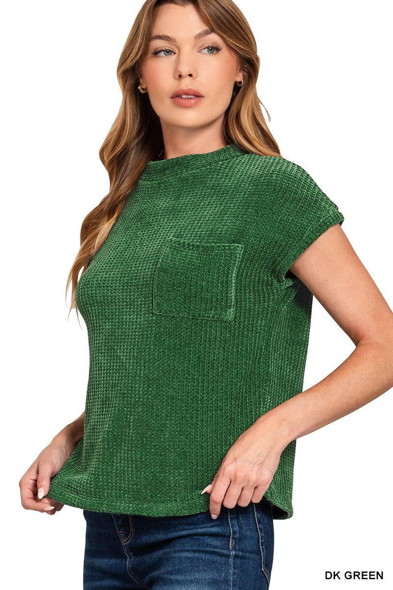 Chenille Waffle Short Sleeve Sweater