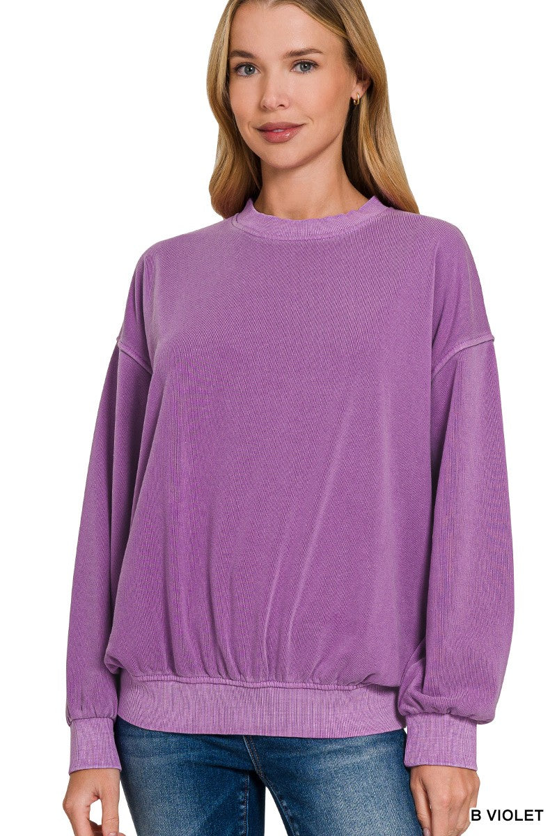 SOFT FLEECE PIGMENT DYE ROUND-NECK SWEATSHIRTS