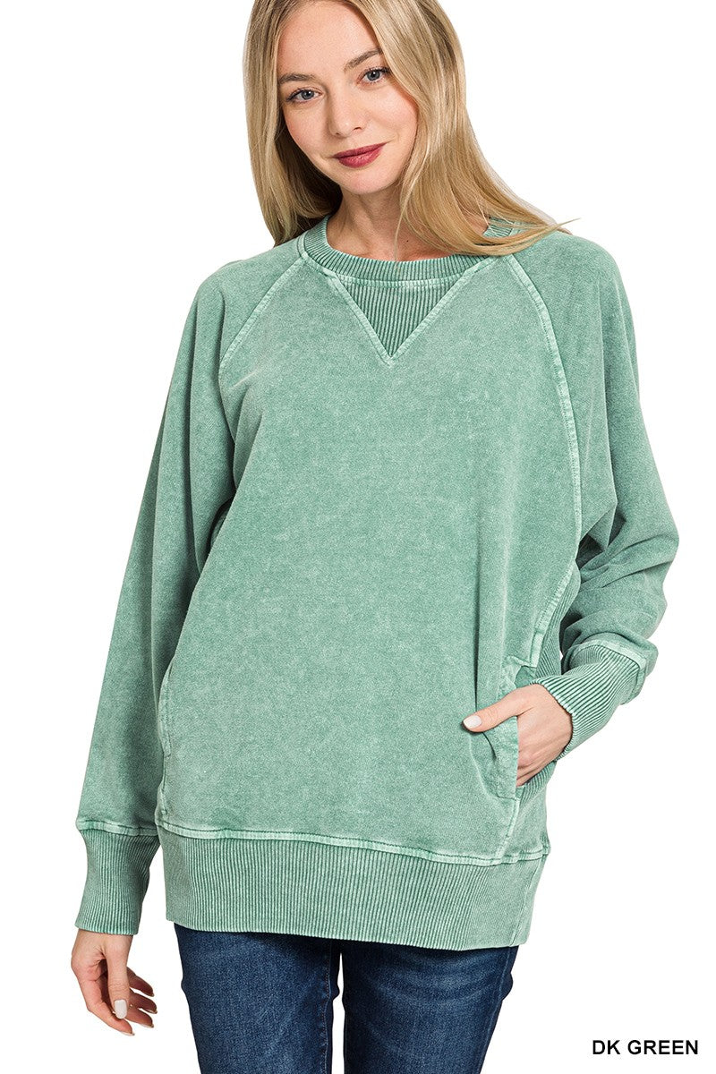 Halo Snow Washed French Terry Round Neck Pullover