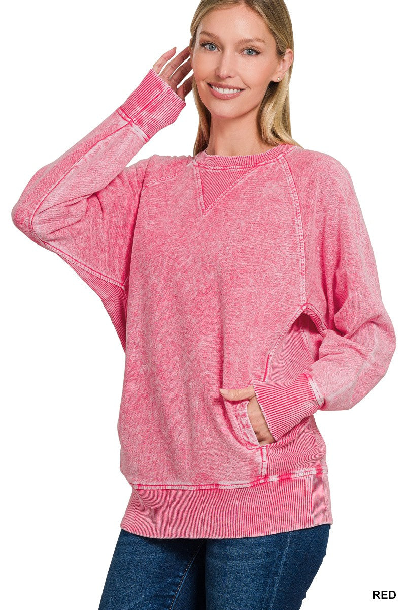 Halo Snow Washed French Terry Round Neck Pullover