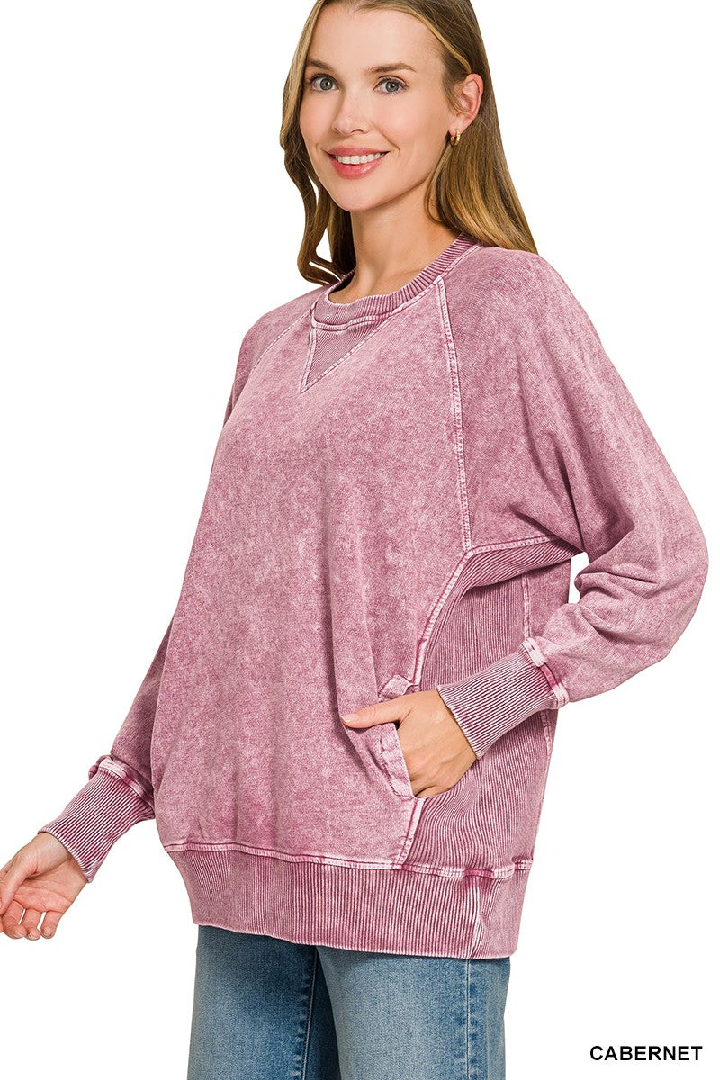 Halo Snow Washed French Terry Round Neck Pullover