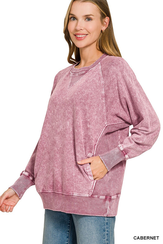 Halo Snow Washed French Terry Round Neck Pullover