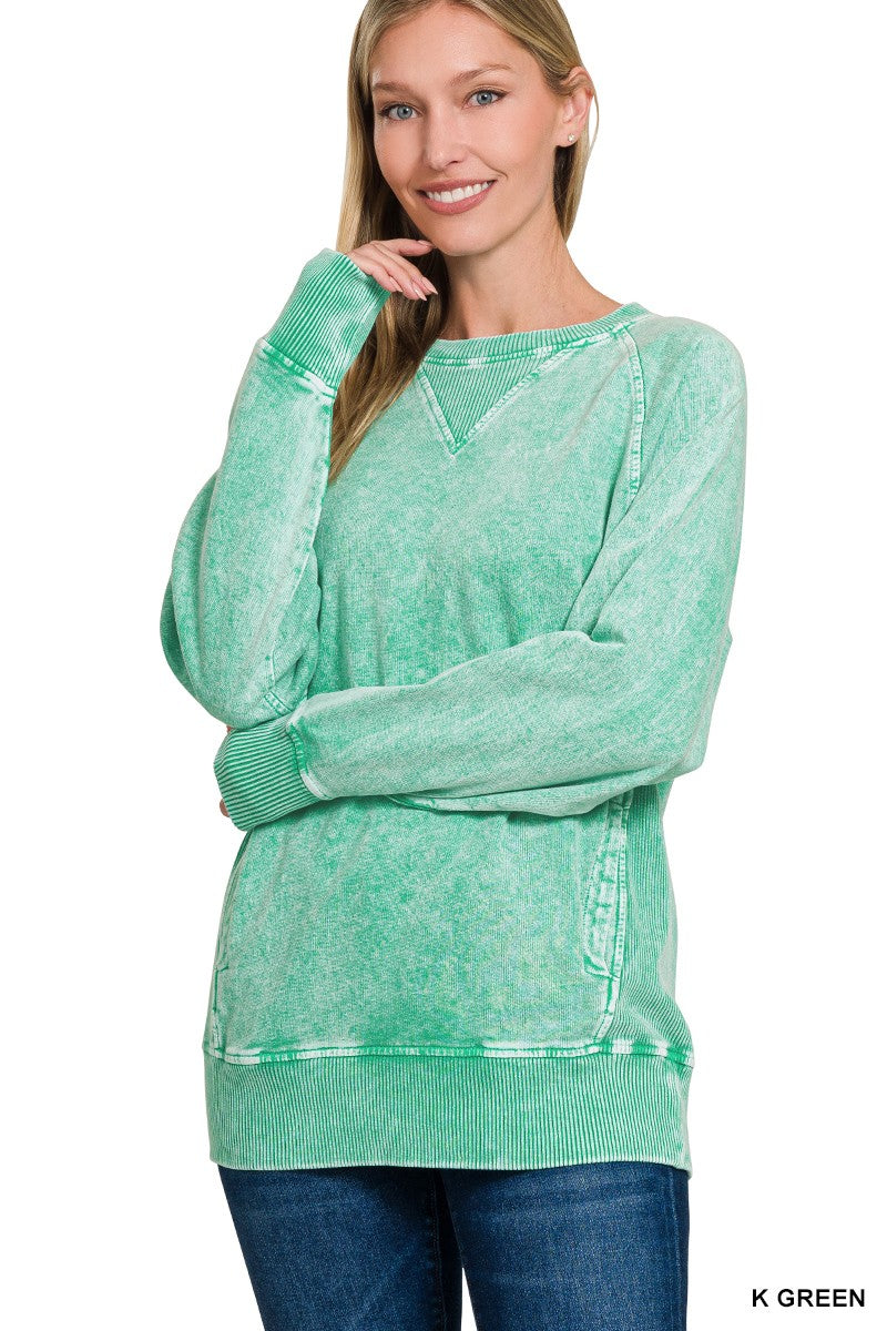 Halo Snow Washed French Terry Round Neck Pullover