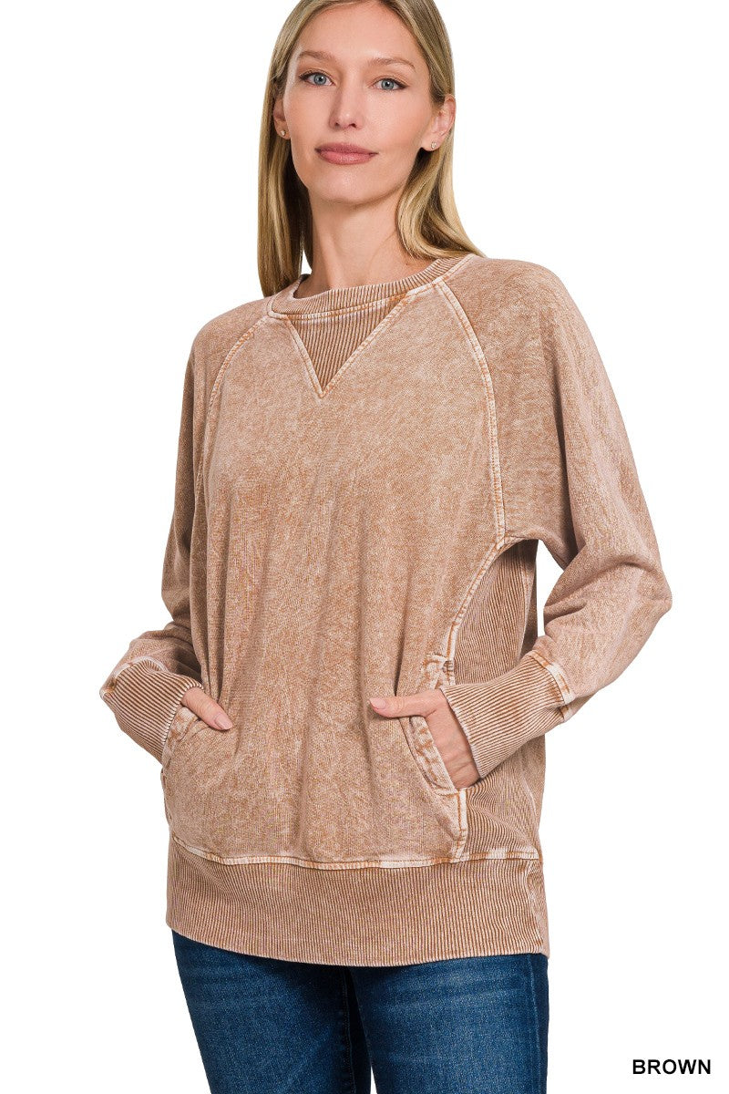 Halo Snow Washed French Terry Round Neck Pullover