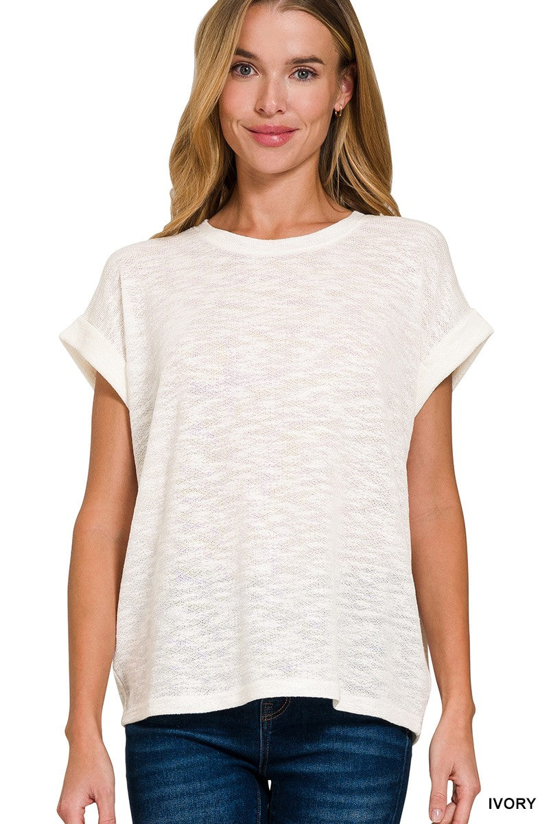 Hacci Slub Rolled Up Sleeve Tee