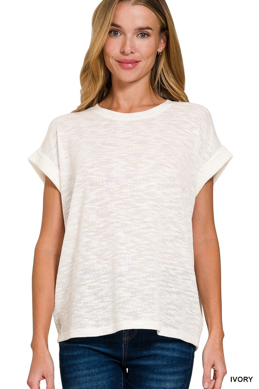 Hacci Slub Rolled Up Sleeve Tee
