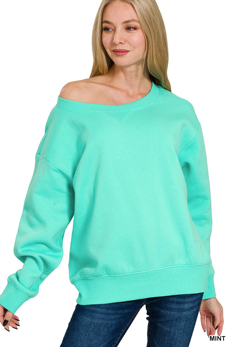 MINT FLEECE BOAT NECK SWEATSHIRTS