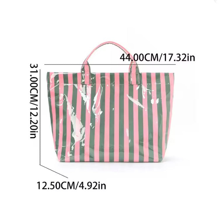 Large Striped Vinyl Tote Bags