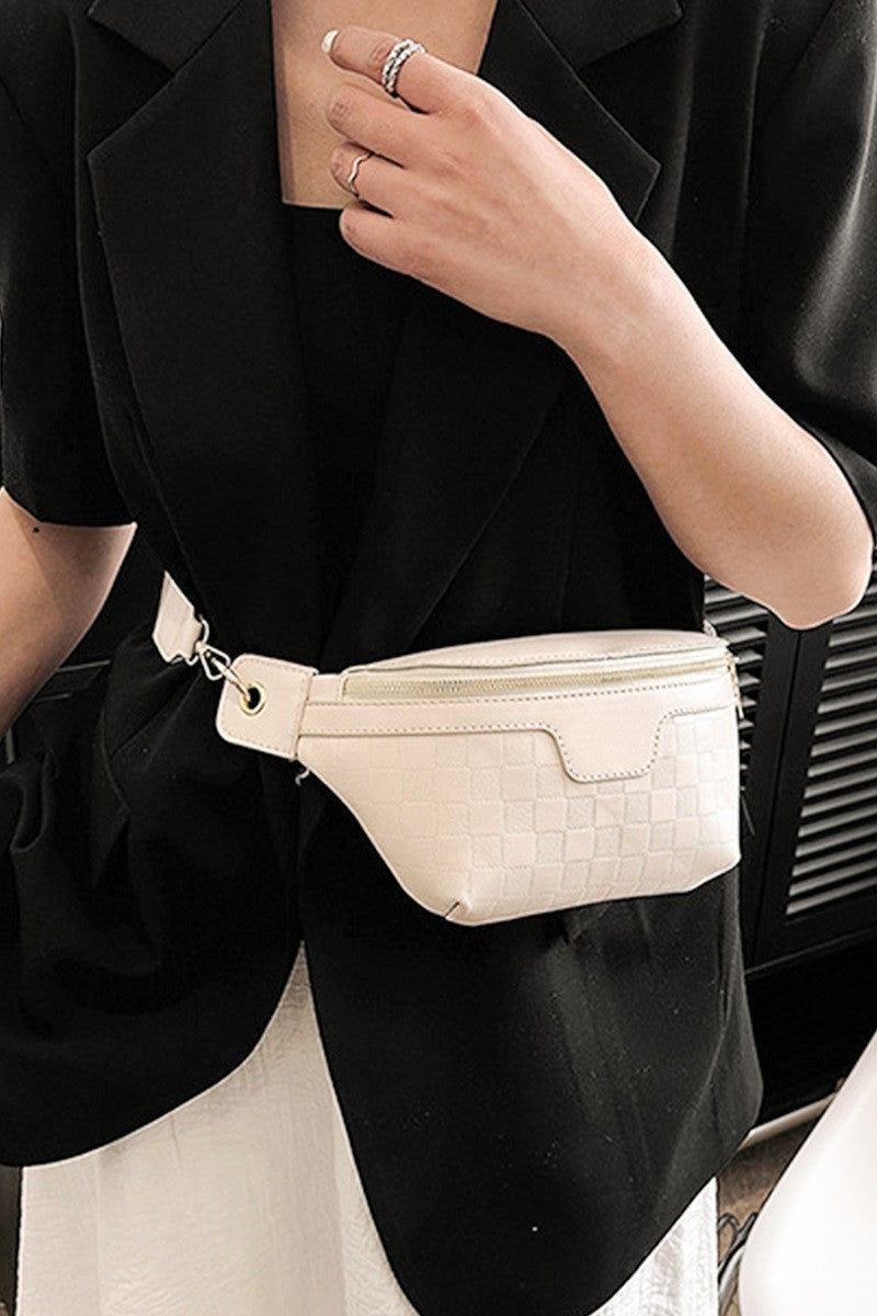 Vegan Leather Checkered Monogram Crossbody Bum Bag