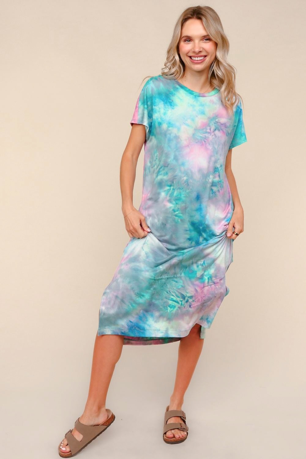 Bohemian Midi Dress W/ Side Pockets And Slit