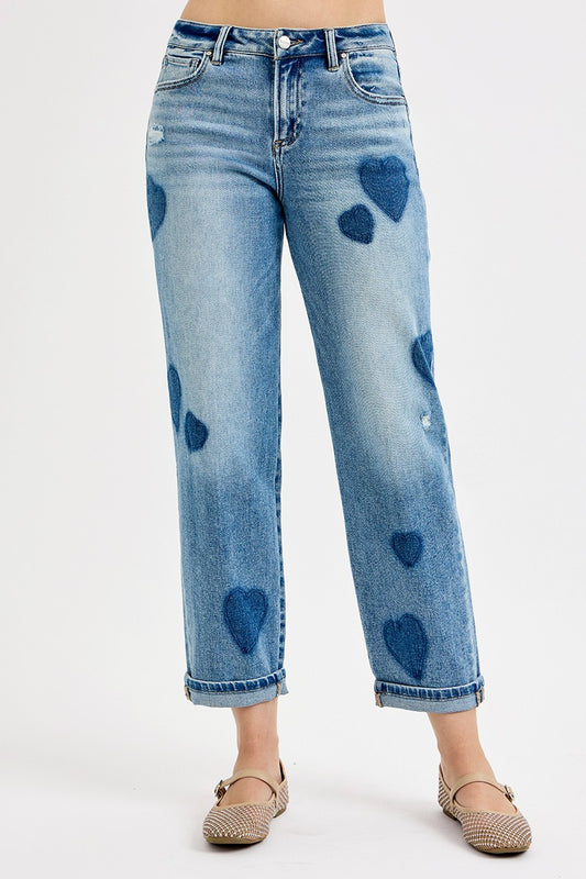 Slouchy Boyfriend Heart Shade Jeans