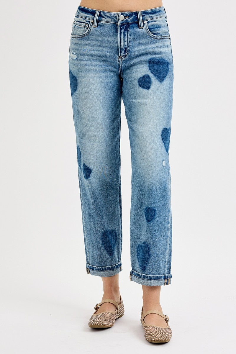 Slouchy Boyfriend Heart Shade Jeans