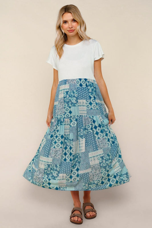 Bohemian Patchwork Print Twofer Dress