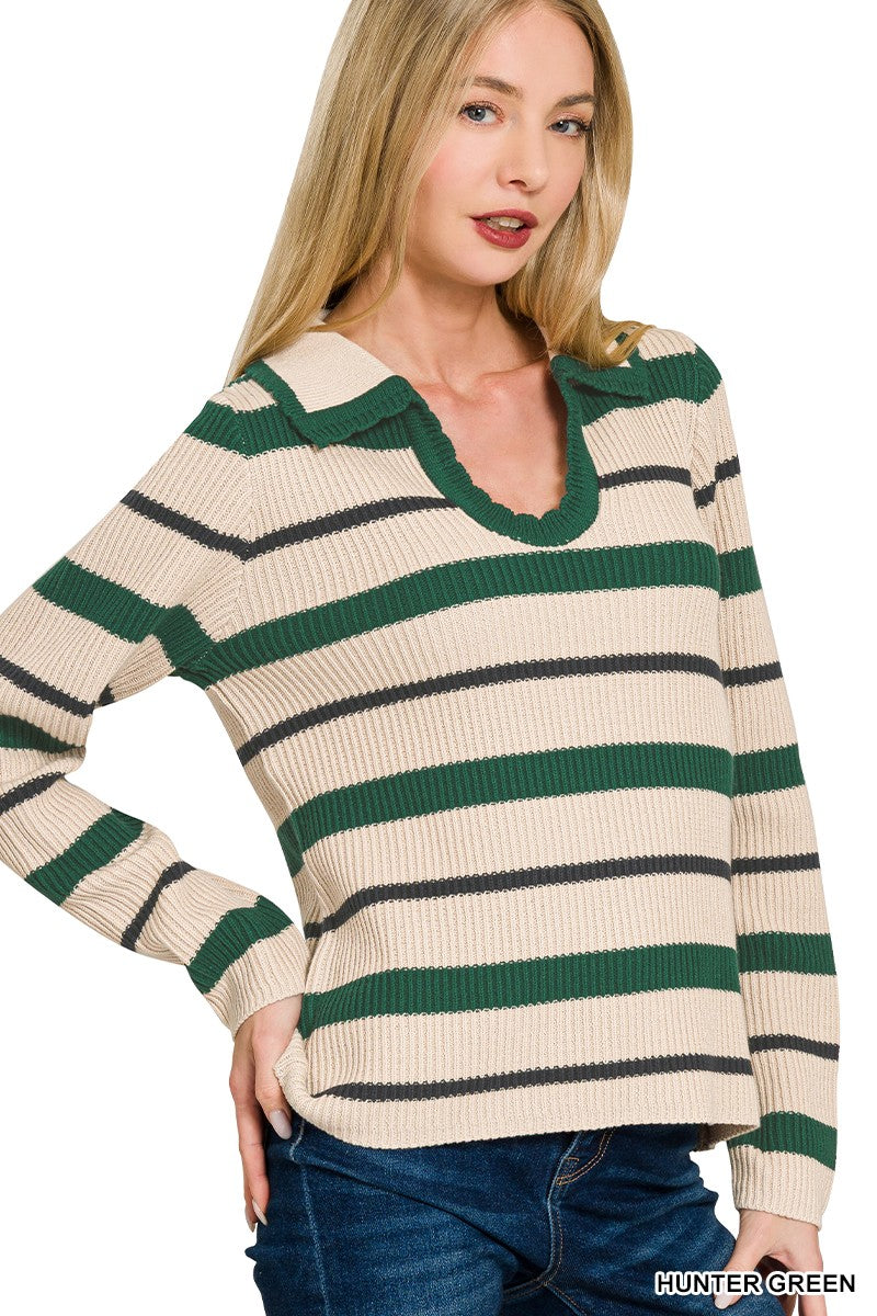 Striped Collared Sweater