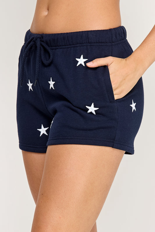 NAVY Basic Fleece Shorts With Star Embroidery
