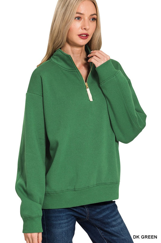 DARK GREEN leece Half Zip Sweatshirt