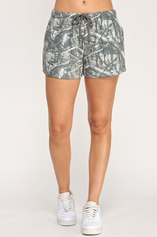 Camo Fleece Shorts With Side Pockets