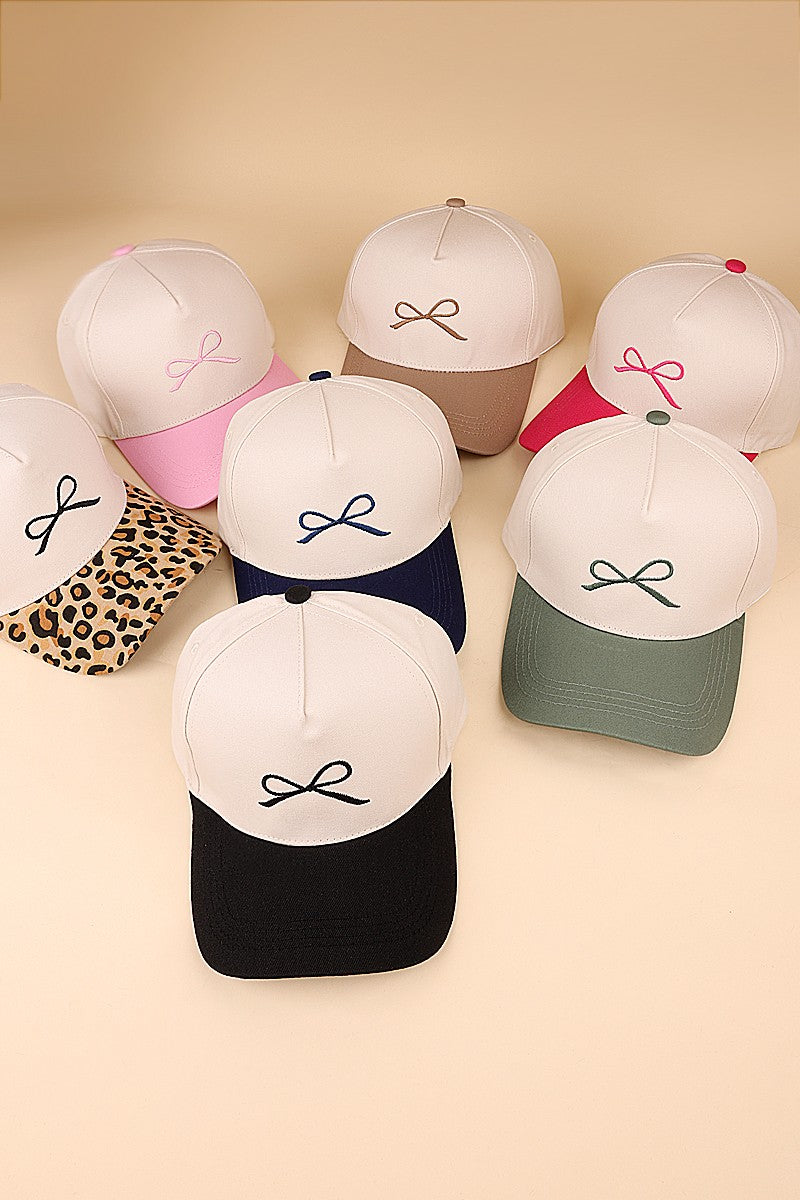 Coquette Bow Two-tone Canvas Cotton Cap