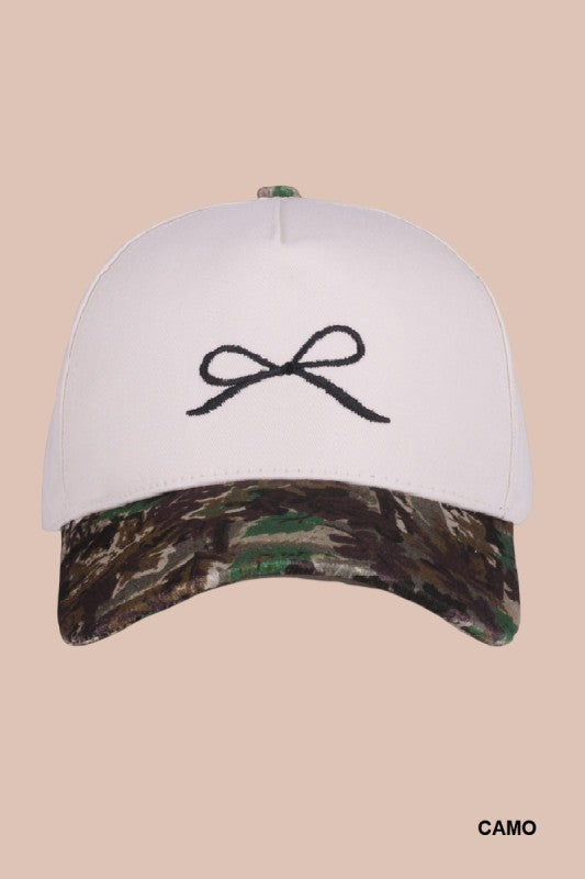 Coquette Bow Two-tone Canvas Cotton Cap