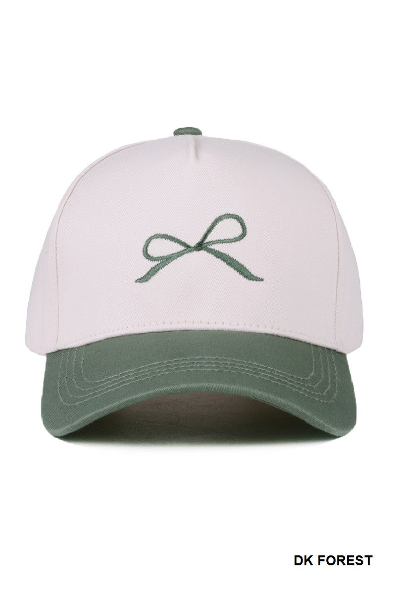 Coquette Bow Two-tone Canvas Cotton Cap