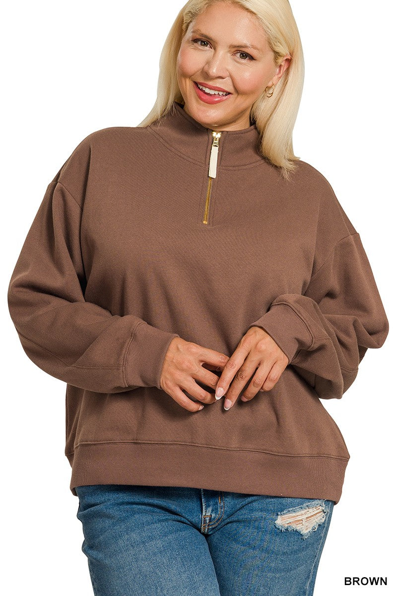 Plus Fleece Half Zip Sweatshirt