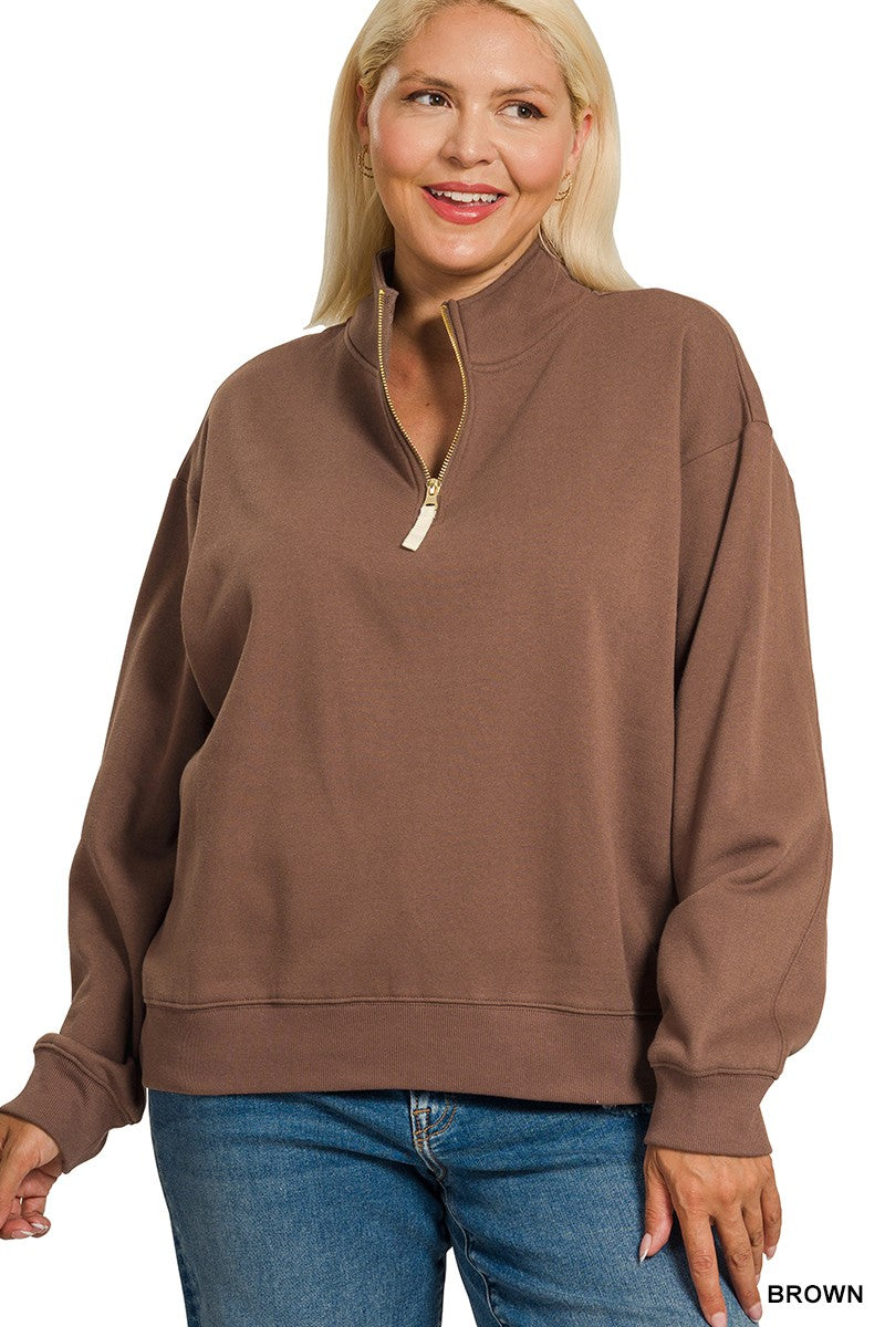 Plus Fleece Half Zip Sweatshirt