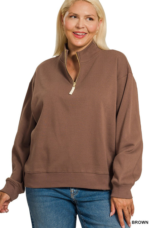Plus Fleece Half Zip Sweatshirt