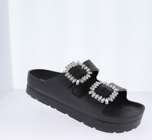 BELLA BLACK JEWEL BUCKLE SANDALS