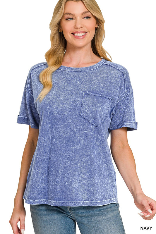 Halo Snow Washed Relaxed Fit Tee NAVY