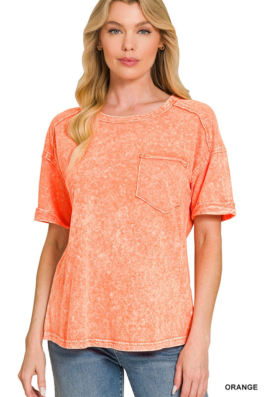 Halo Snow Washed Relaxed Fit Tee ORANGE