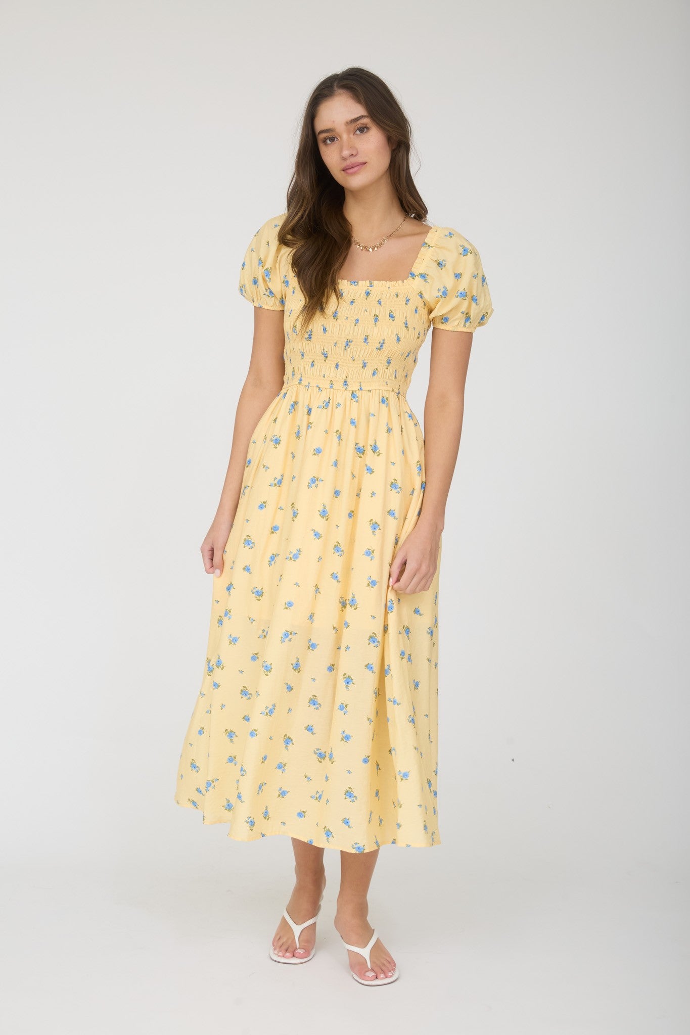 BUTTERY  YELLOW SMOCKED DRESS