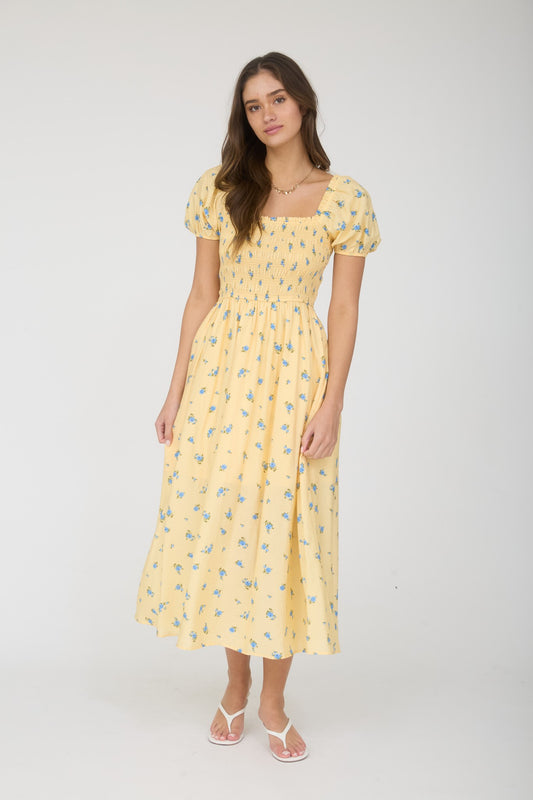 BUTTERY  YELLOW SMOCKED DRESS