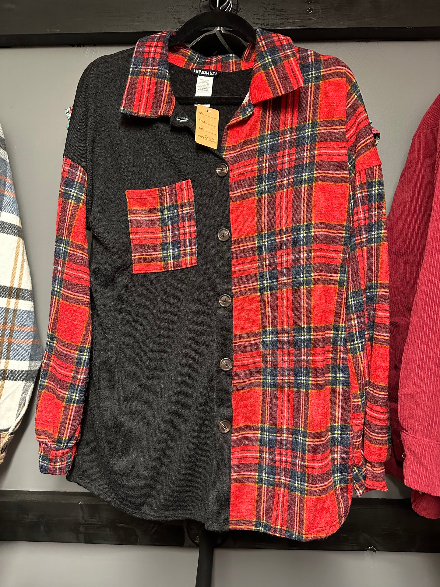 Buffalo Plaid & Black Shacket Top