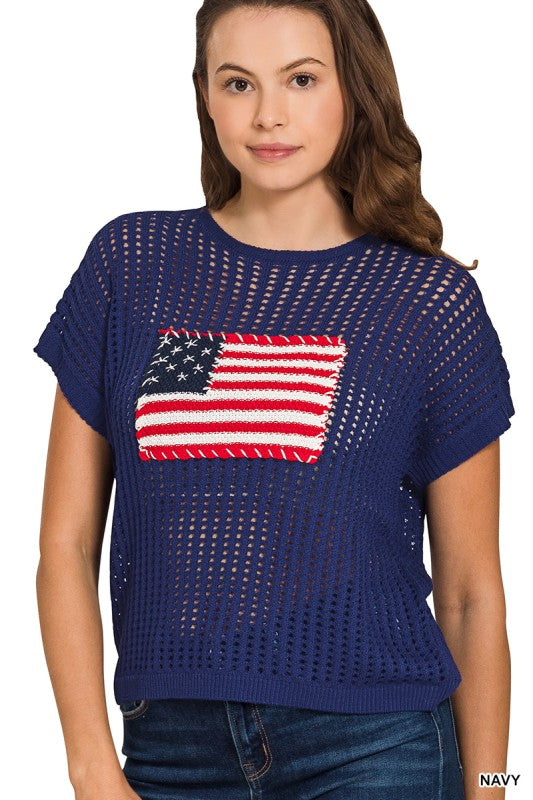 AMERICAN FLAG CAP SLV OPEN
STITCH SWEATER