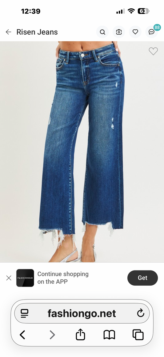 High Rise Cropped wide Leg Jeans