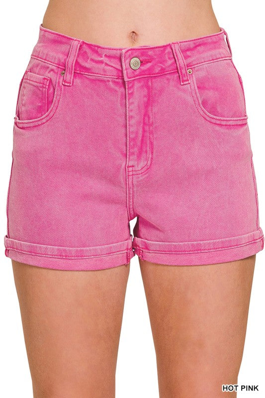 POCKETS CUFFED SHORTS HOT PINK