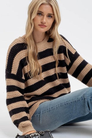 Striped Interlaced Sweater