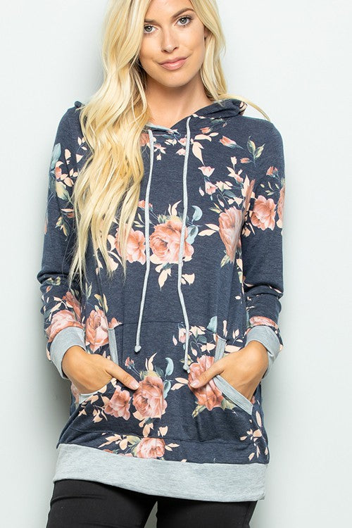 UP For It NAVY FLORAL HODDIE