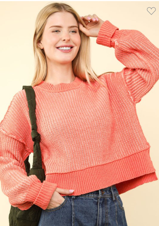 Not You Basic 2 Tone Cropped Sweater