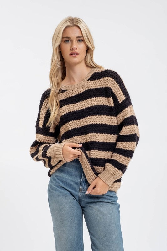 Striped Interlaced Sweater