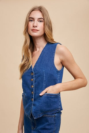 Kool Gal Stretch Denim Vest Top