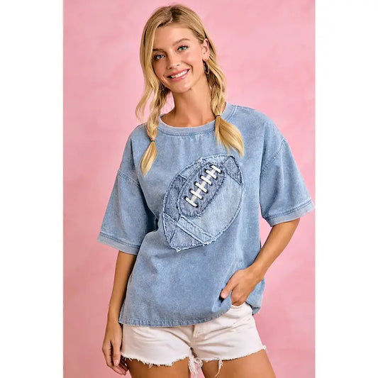 WASHED DENIM TEXTURED FOOTBALL T00