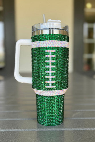 Dark Green 40oz Rhinestone Rugby Football Handle Vacuum Cup
Item NO.: BH051612-P209