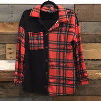 Buffalo Plaid & Black Shacket Top