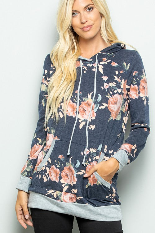 UP For It NAVY FLORAL HODDIE